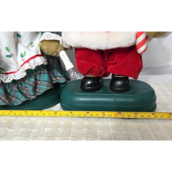Vintage Twinkling Musical Teddies Mr & Mrs Claus Teddy Bear Holiday Christmas - Picture 11 of 11